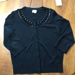 Kate Spade beaded black 3/4 sleeve cardigan